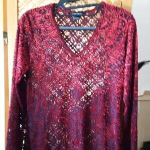 Red Velvet semi transparent stretch top